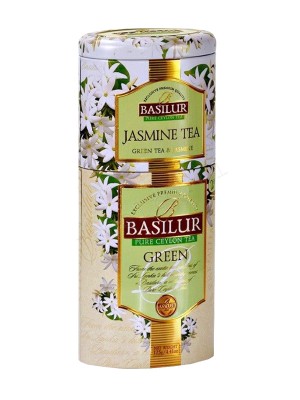 Basilur Tea - Jasmine Tea - Two Layer Metal Tin Caddy  ~ 70255