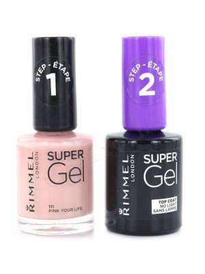Rimmel London Super Gel Duo Nail Polish Without Box 111 Pink Your Life + Topcoat