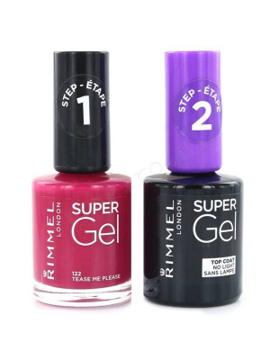 Rimmel London Super Gel Duo Nail Polish Without Box 122 Tease Me Please + Topcoat11