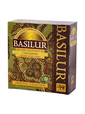 Basilur 100% Pure Ceylon Black Tea with Natural Cardamom -100 tea bags ~ 71572-00